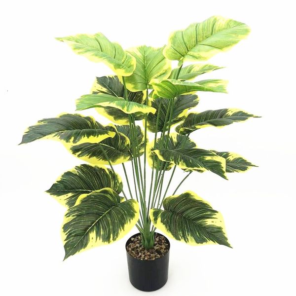 Faux verdure florale 75 cm plante verte artificielle sur colle blanc bord jaune cochon coeur feuille faux arbre maison el bureau décoration intérieure bonsaï 221124