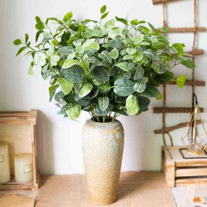 Faux Floral Verdure 7 Pcs Feuilles D'eucalyptus Plante Artificielle Décoration De Noël Vases Pour La Maison Artisanat De Mariage Décoratif Fleurs Couronnes Faux Plante J220906