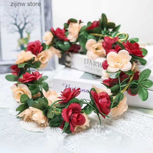 Guirlande de fleurs artificielles en soie, 8,2 pieds, roses rouges, décoration de mariage, fausses fleurs pour la décoration de la maison, automne, fausses plantes de vigne en rotin Y240322