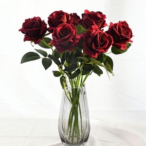 Faux Floral Verdure 8 Pcs Romantique Rose Fleur Artificielle DIY Rouge Blanc Soie Faux Fleur pour Fête Maison Mariage Décoration Saint Valentin 221010