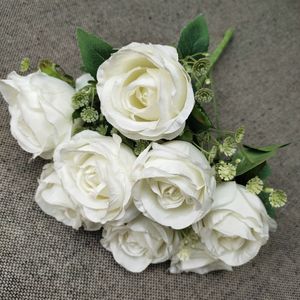 Faux bloemen groen 9 simulatie thee rozen huisdecoratie bruiloft decoratie wollen doek bundel kunstmatige fotografie schieten rekwisieten j220906