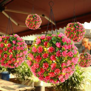 Fausse verdure florale artificielle balle de fleur artificiel suspendue suspendue solaire lampe jardin gardien de gamme