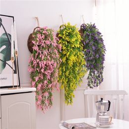 Faux Floral Verdure Fleurs Artificielles Lavande Plantes Suspendues Rotin Pour Cour Porte D'entrée Maison Chambre De Mariage Mur Garage Bureau Décor 230714