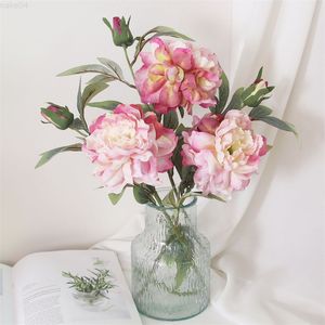 Faux Floral Verdure Artificielle Pivoine Fleurs Grand Soie Longue Branche Bouquet De Noël Salon Maison Table Décorations Faux Plantes De Mariage Arranger J220906