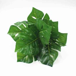 Faux Floral Verdure Plantes Artificielles 9 Fourches 375Cm Feuilles de Monstera Vertes Maison Jardin Salon Chambre Balcon Décoration Tropical Fausses Plantes J220906