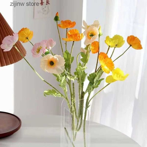 Faux Floral Verdure Artificielle Fleurs De Pavot Bouquet Soie Fausses Fleurs Pour La Décoration Intérieure Jardin Mariage Fête De Mariage Décoration DIY Vase Accessoires Y240322