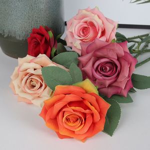 Faux bloemen groen kunstmatige rozen zijden bruiloft bloemen rood witte rozen voor huizendecoratie Valentijnsdag cadeau nieuwjaar thuis decor diy j220906