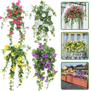 Faux Floral Greenery Kunstzijde Morning Glory Fake Vine Flowers Simulation Petunia Rottans for Wedding Home Party DIY Table Hanging Basket Decor 230725