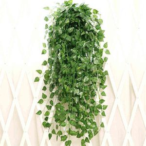 Faux Floral Verdure Balcon Loft Décor Vert Radis Plante Raisin Grimper Feuille Fleur Artificielle Tenture Rotin Vigne Guirlande Bricolage Décoration Couronne J220906