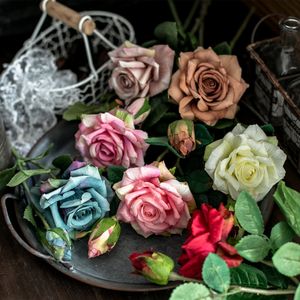Faux Floral Verdure Belle Hortensia Rose Fleur Artificielle Pour La Maison De Mariage Décoration De Haute Qualité Bouquet Automne Mousse Pivoine Faux Fleur J220906