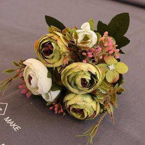 Faux Floral Verdure Camélia Fleur Simation Bouquet Thé Rose Soie Art Décoration Pographie Props Mariage Ensemble Bud Fleurs En Plastique Otdwg