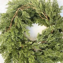 Imitación floral verde Navidad pino ciprés guirnalda artificial corona vid ratán decoración vacaciones interior al aire libre decoración de invierno 231128