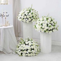 Faux Floral Verdure Fleurs Décoratives Grande Boule De Fleur Artificielle Centres De Table De Mariage Stand Décor Géométrique Étagère Partie Scène Di L230903