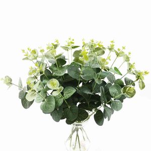 Faux bloemen groene groene kunstmatige bladeren grote eucalyptus blad planten muurmateriaal decoratieve nepplanten voor thuiswinkel tuin feest decor 37 cm j220906