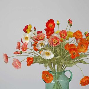 Faux Bloemen Groen Hoge Kwaliteit Mooie Kunstmatige Klaproos Zijden Bloemen Nep Bloem voor Thuis Bruiloft Salon Party Luxe Decoratie Gratis verzending x0829