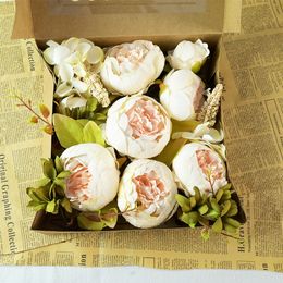 Faux fleurs de verdure artificielles, fleurs de jardin, fleurs pour la décoration de maison, bricolage de fête, boîte-cadeau artisanal J220906