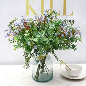 Faux bloemen groen lan kwai fong simulatie plant zee hedgehog plastic eucalyptus gebundeld huis woonkamer decoratie ingelegde kunstmatige bloemen j220906