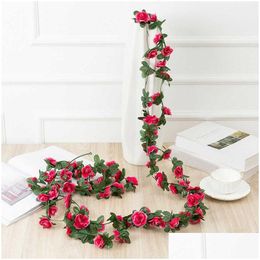 Faux floral verdure ne nouveau 2,5 m des fleurs de rose artificielles rattan automne petit pivoine de corde décor de soie fausse guirlande pour la maison el jardin déco dh1vu