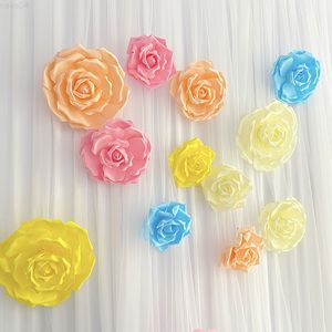 Faux Floral Verdure Pe Mousse Rose Fond Plat Mur Collant Fausse Fleur De Mariage Événement Site Arrangement Plante Décorative J220906