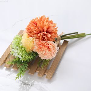 Faux bloemen groen roze zijden roos kunstmatige bloem pioenroeg bruids boeket trouwhuis diy decoratie goedkope nep bloem hydrangea ambachten j220906