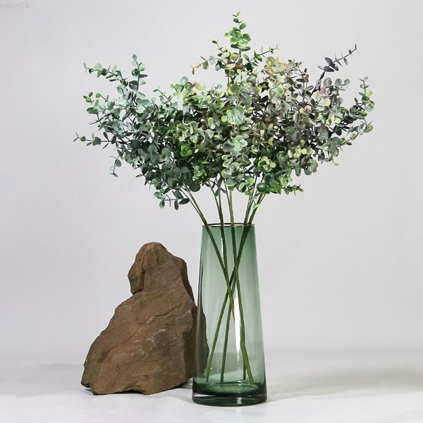 Faux Floral Verdure Simulation Plante Long Acier Feuille D'eucalyptus Hôtel Bouteille Fleur Plante Verte Argent Feuille Décoration Intérieure J220906