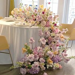 Faux Floral Verdure Mariage luxe personnalisé artificiel sol rangée fond décoration guirlande fleur arrangement table anniversaire fleur rangée 231123