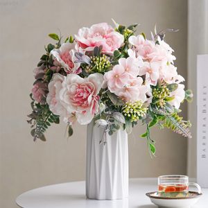 Faux Floral Verdure Blanc Rose Fleurs Artificielles Haute Qualité Bouquet De Soie Accueil Décor De Mariage En Plastique Fausse Fleur Table Centres Arrangement J220906