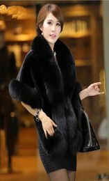 FAUX FOX FUR Veste Femme Femme Hiver Mabinet Furry Doft Fake Fur Cape SHAWL Festival Streetwear Female Coats 2020 Elegant Slim8842659