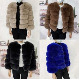 Faux Fur 2019 Mode Mode Short Real Women S Natural S Winter Nine Quarter Manches Vêtements chauds Y2209