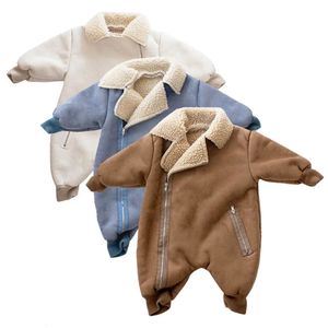 Fausse fourrure bébé hiver combinaisons coréen enfants barboteuse pour filles garçons automne vêtements laine d'agneau chaud enfant tenue infantile Onesie 231229