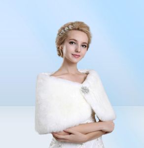 Fausse fourrure mariée haussement d'épaules Cape étole boléro vestes manteau parfait pour l'hiver mariage mariée porter rouge blanc veste chaude 20193032730