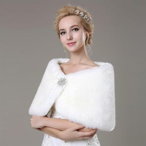 Fausse fourrure mariée haussement d'épaules Cape étole boléro vestes manteau parfait pour l'hiver mariage tenue de mariée rouge blanc chaud veste 20191964