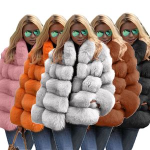 Manteau en fausse fourrure hiver mode à capuche veste de renard pardessus solide vêtements d'extérieur automne épais garder au chaud femmes hauts klw5746