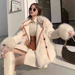 Manteau en fausse fourrure femmes double face mode couture vêtements chauds 2022 nouvel hiver veste courte mince femme tempérament chic T220810