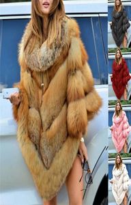 Faux bont jas vrouwen vossen winter warm oversized luxury cape poncho overjas pullover jack van de lange mouwen luxe poncho -jas uit het kader van de maat 20119782362