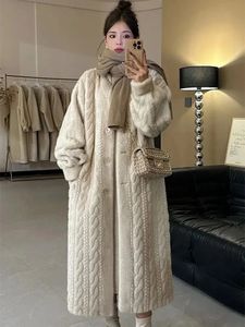 Faux Bontjas Vrouwen Dikker Zachte Losse Koreaanse Mode Pluizige Lange Vest Vrouwelijke Winter Single Breasted Jassen Lady 240124