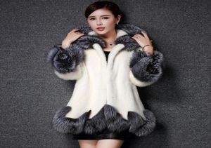 fausse fourrure manteau femme blanc gris avec un chapeau de fourrure xury manteau long imitation veste de fourrure ps2476028