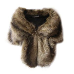 Abrigos de piel sintética Chaqueta cálida de invierno Mujeres Boda Encogimiento de hombros Chal Prendas de abrigo Lady Cape Daily Wear 211220