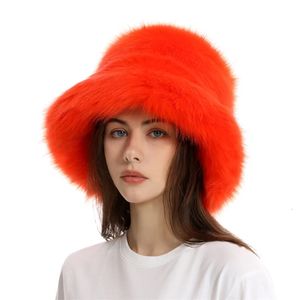 Chapeau en fausse fourrure pour femmes, seau chaud élégant, couleur pêcheur, coréen, Senior, automne et hiver, 240320