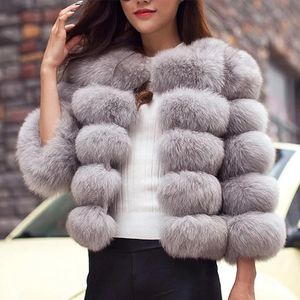 Chaquetas de piel sintética para mujer Otoño Invierno Top moda abrigo blanco elegante grueso cálido 2022