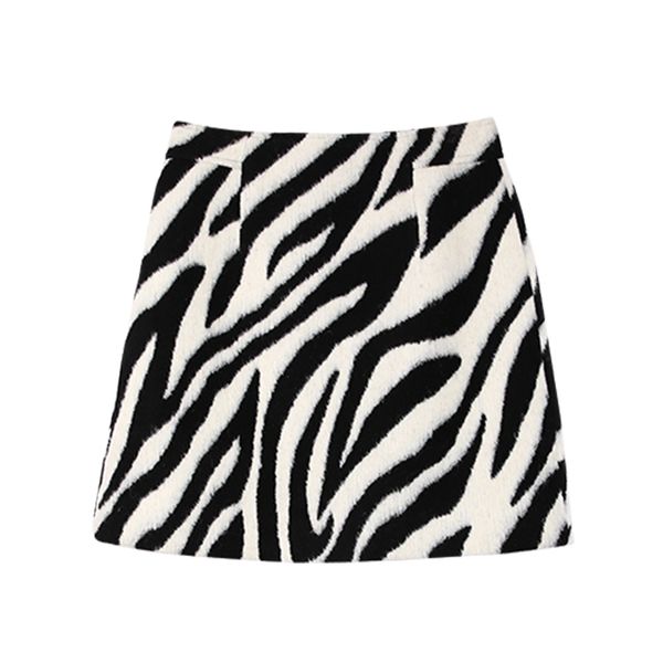 Fallo de piel Mini falda High Street Empire Sweet Zebra Invierno otoño sexy zipper S0224 210514