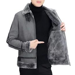 Fausse fourrure peluche polaire doublé veste Bomber vol manteau hommes hiver velours veste épaissie coupe-vent camionneur veste 240304