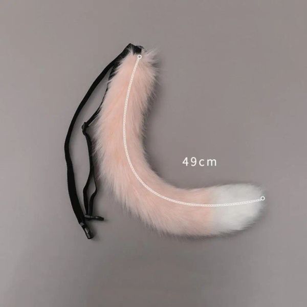 Faux Fur Tail fausse fourrure Fox Wolf Tail Cosplay Costume accessoires avec ceinture réglable pour la fête de style japonais 70 cm Furry Cat Tail