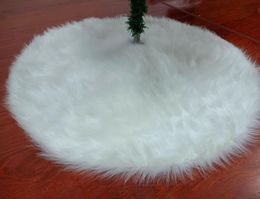 Faux Bont Boom Rok Witte Pluche Kerst Decoratie Pailletten Sneeuwvlok 48 Inch Holiday Xmas Ornamenten Familie Sfeer Decor