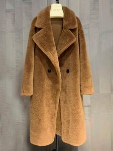 Fausse fourrure veste d'hiver femmes réel manteau 100% laine tissé tissu épais chaud vêtements d'extérieur surdimensionné mode Streetwear ours en peluche manteaux Y2209