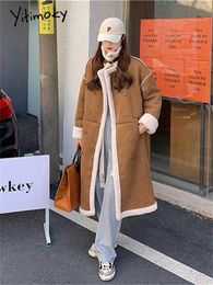 Fausse fourrure Yitimoky longue veste manteau d'hiver femmes col rabattu surdimensionné 2022 mode coréenne épais vêtements d'extérieur chauds dames Parkas Y2209