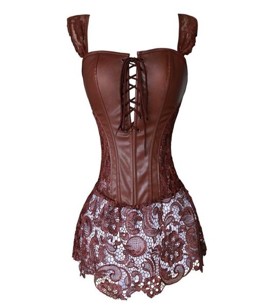 Robe corset en simili cuir Steampunk Zip Corselet Vêtements gothiques Noir Café Rouge Lingerie Tenues de soirée sexy S6xl Plus Taille J1904714338