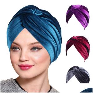 Faux lederen hoofdband hoofdbanden nieuwe dames veet tulband hoed zacht stretch cross twist cap moslim hoofd sjaal vrouw elegante vaste kleur chemo h