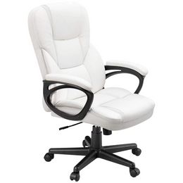 Chaise de bureau exécutive à dossier haut en similicuir avec soutien lombaire, chaise de jeu blanche chaise de réunion chaise d'ordinateur