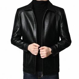 Veste en simili cuir Veste de moto en simili cuir pour hommes avec col montant épais manteau d'hiver chaud coupe-vent protection du cou hommes Y0DR #